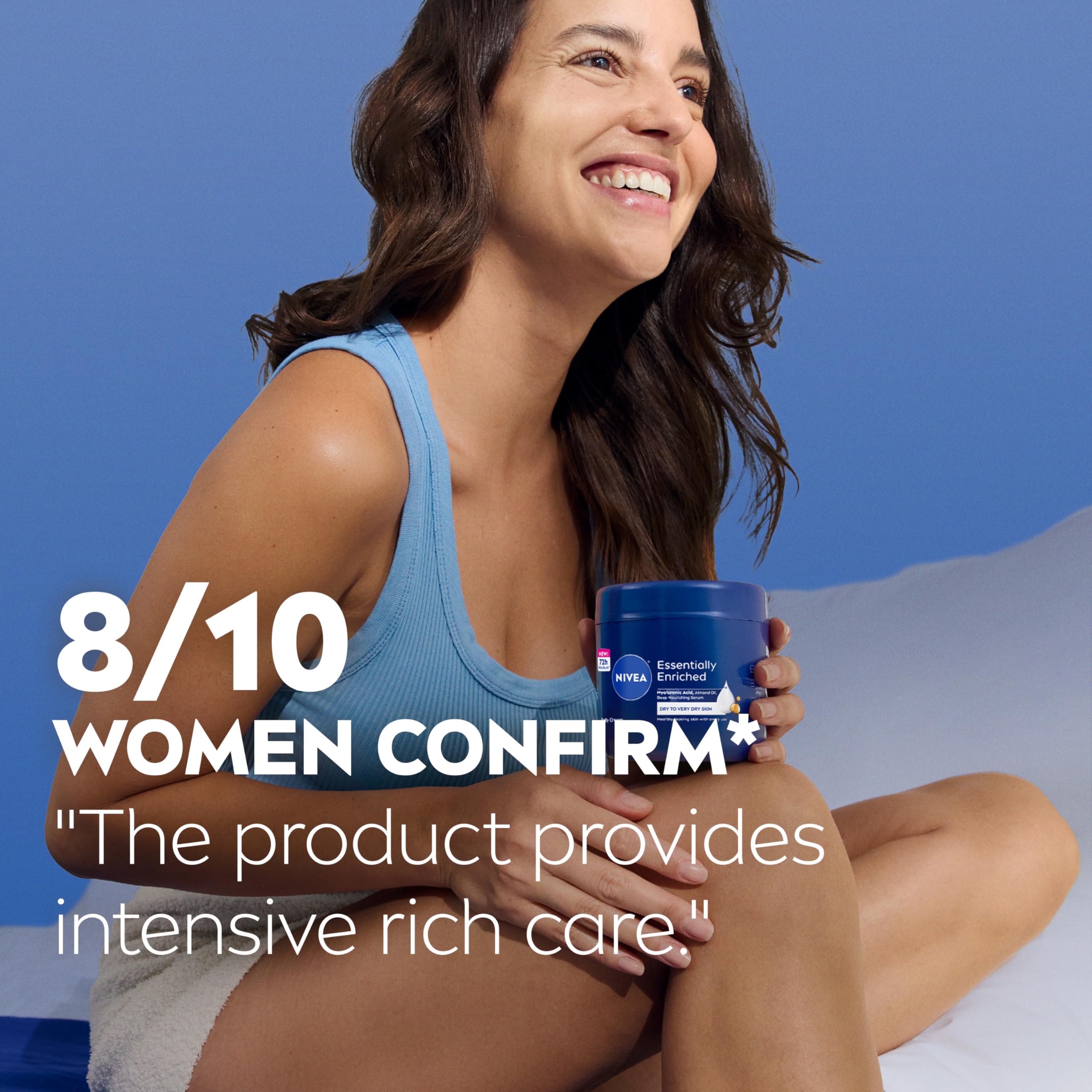 NIVEA ingredients display with hyaluronic acid and almond oil benefits