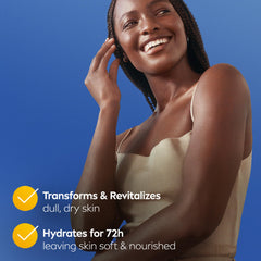 NIVEA label closeup displaying key claims like Q10 and 72-hour hydration