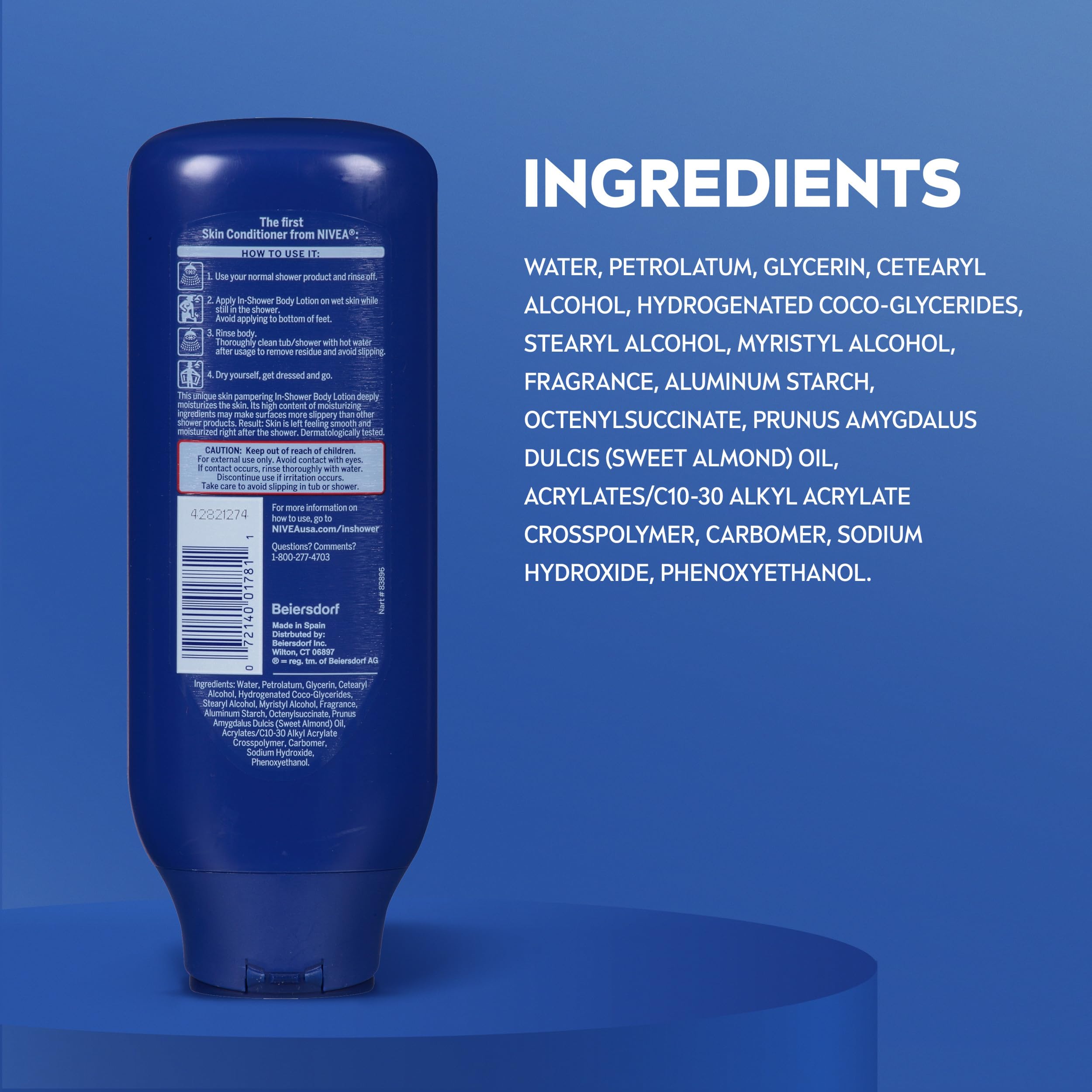 NIVEA label close-up showing directions and ingredient clarity benefit