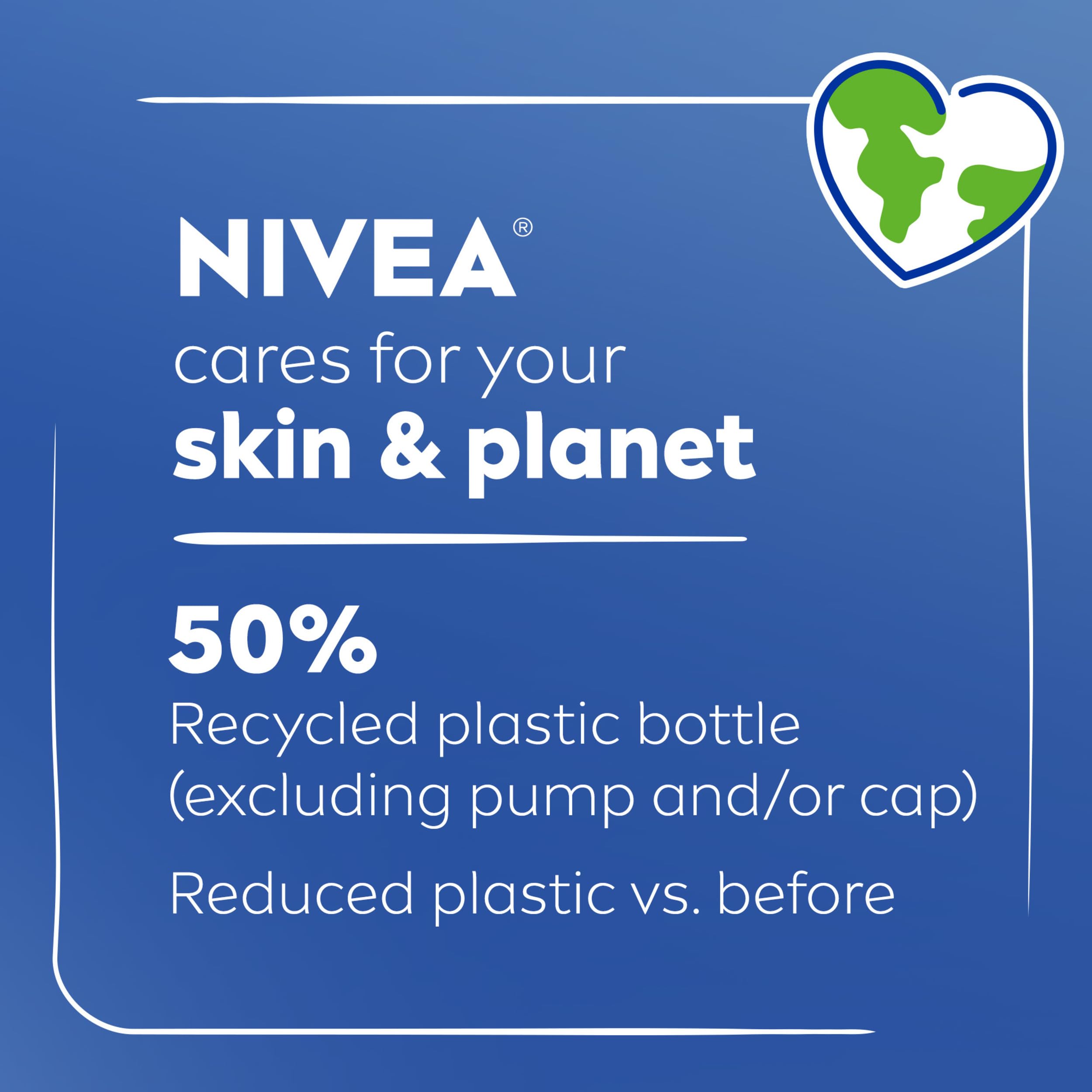 NIVEA label detail showing hyaluronic acid and nourishing serum benefits