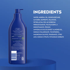 NIVEA bottle arranged on bathroom shelf conveying daily routine benefit