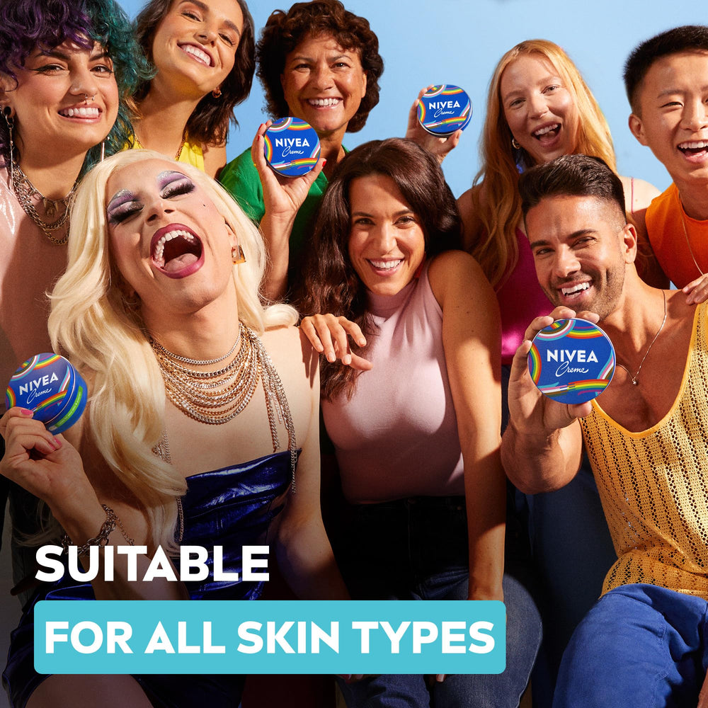 NIVEA pride tin on bathroom counter in lifestyle setting promoting inclusive self-care