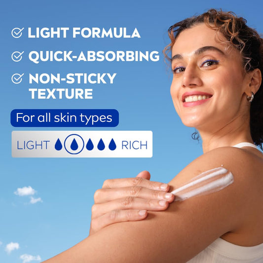 NIVEA pump dispense close-up showing easy dispensing and precise control