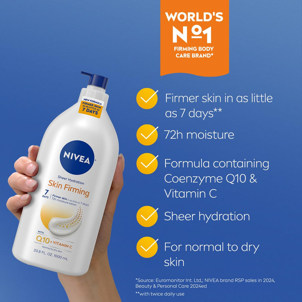 NIVEA lotion texture on palm showing lightweight, fast‑absorbing hydration