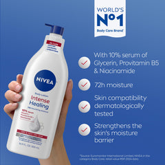 NIVEA lotion texture close-up demonstrating fast-absorbing, non-greasy feel
