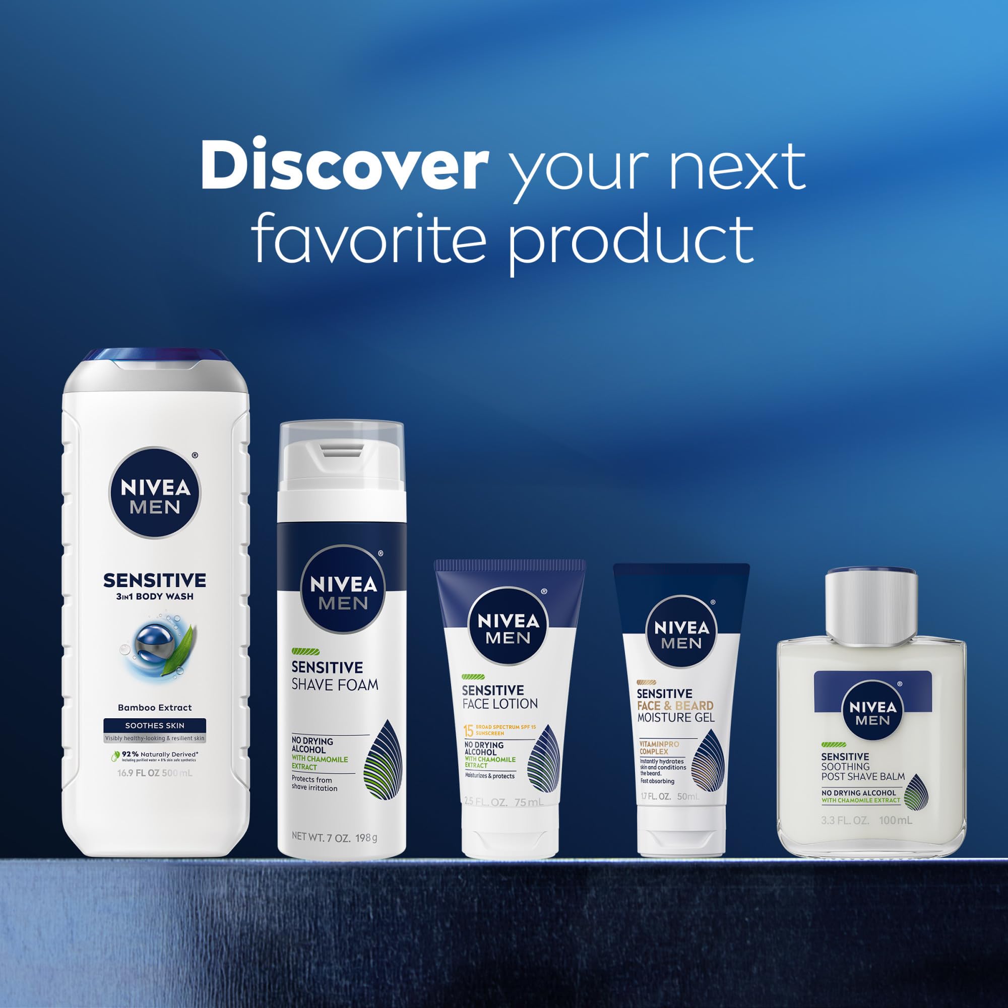 NIVEA MEN bottle on bathroom shelf conveying daily routine convenience