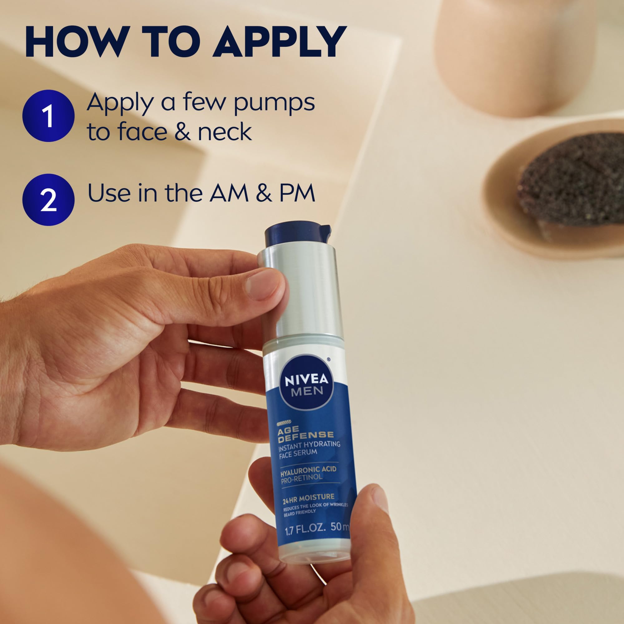 NIVEA MEN serum applied into beard area, demonstrates beard-friendly non-greasy finish
