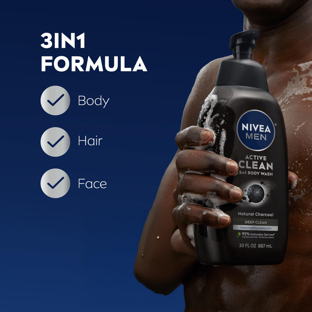 NIVEA MEN charcoal gel texture closeup demonstrating deep‑cleaning