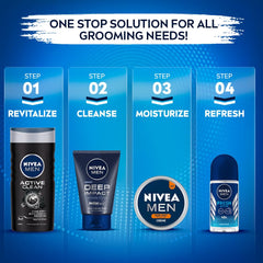 NIVEA Men being massaged into beard highlighting cleansing action and manageable beard