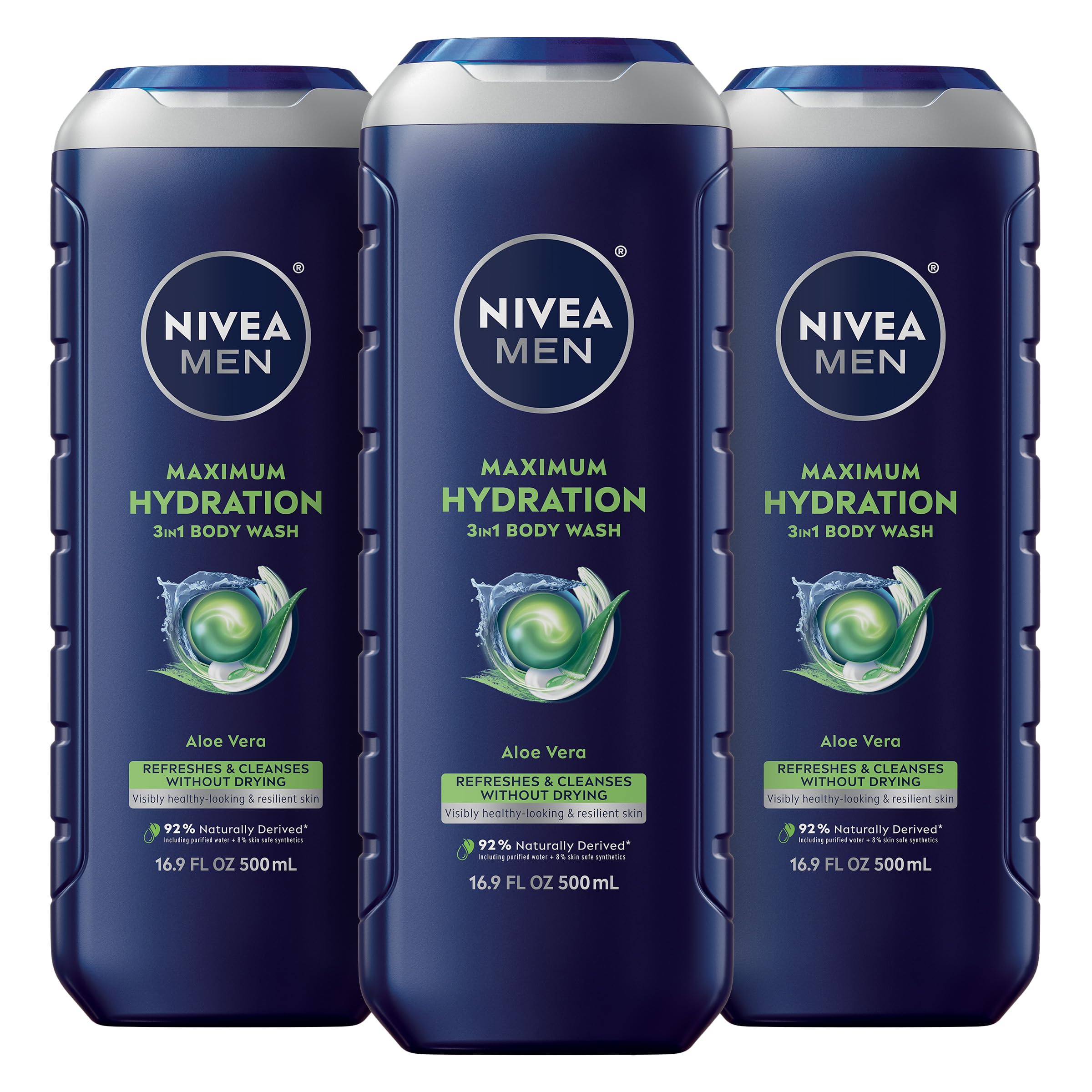 NIVEA MEN front packaging showing bottle and hydrating label benefit