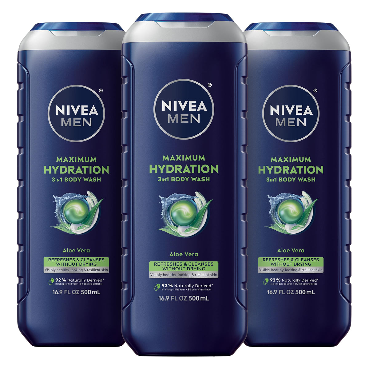 NIVEA MEN front packaging showing bottle and hydrating label benefit