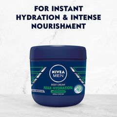 NIVEA Men open tub showing creamy texture and quick absorption benefit