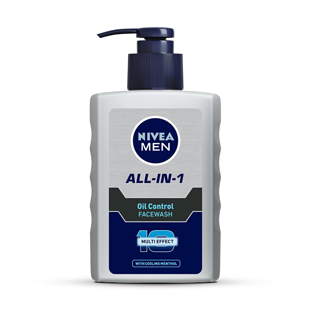 NIVEA men front packshot showing pump and branding for easy use