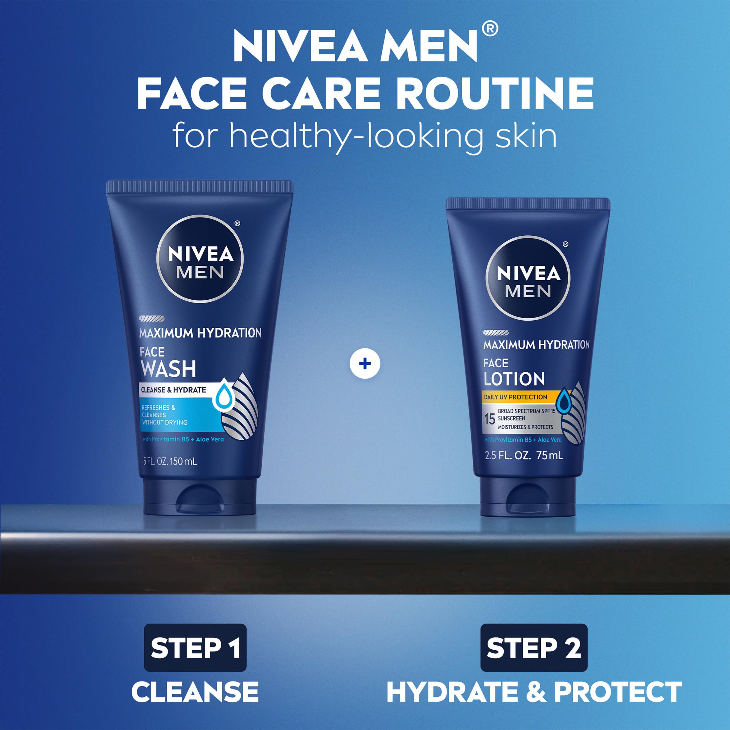 NIVEA MEN tube in hand for size comparison and portability benefit