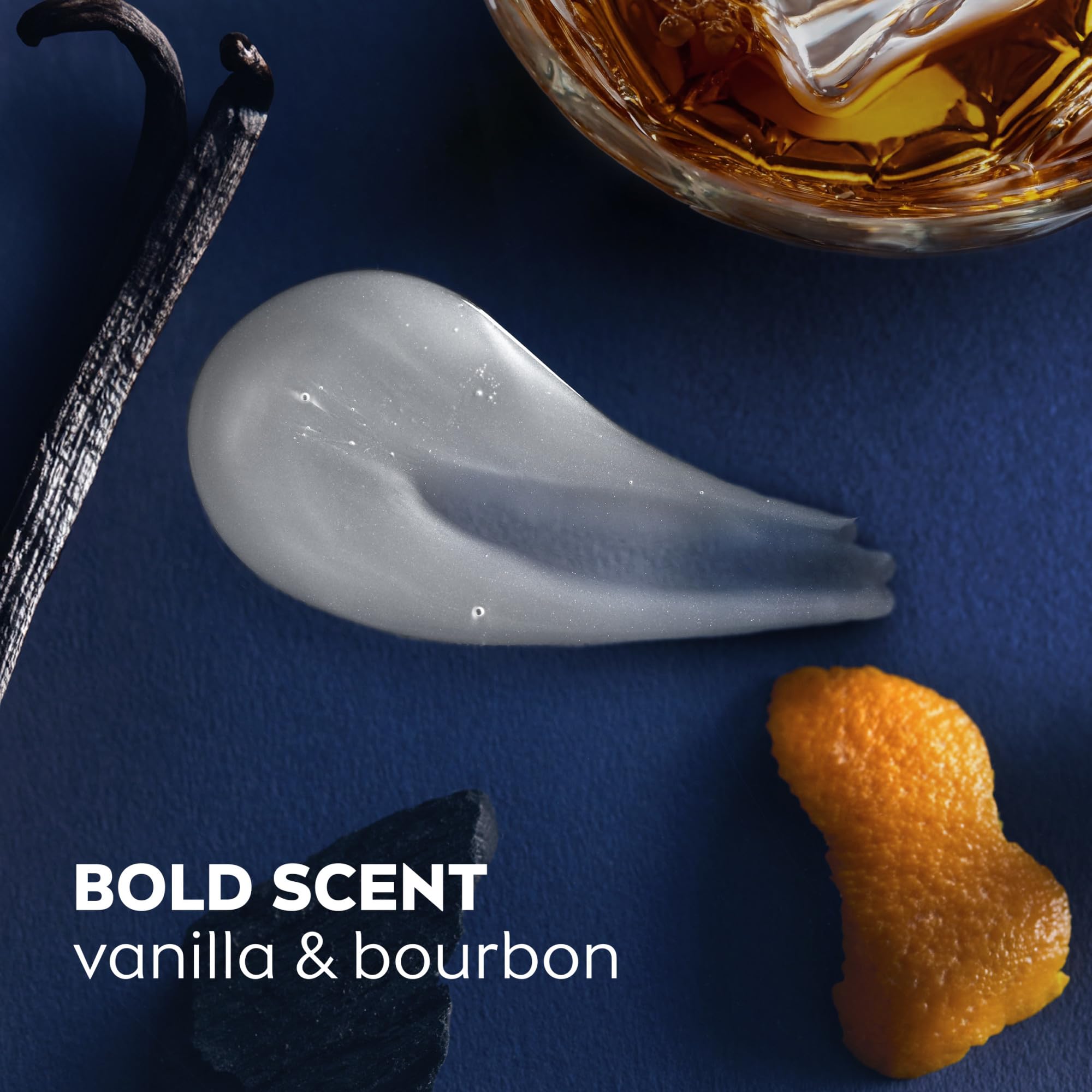 NIVEA MEN vanilla and bourbon scent elements suggesting lasting freshness
