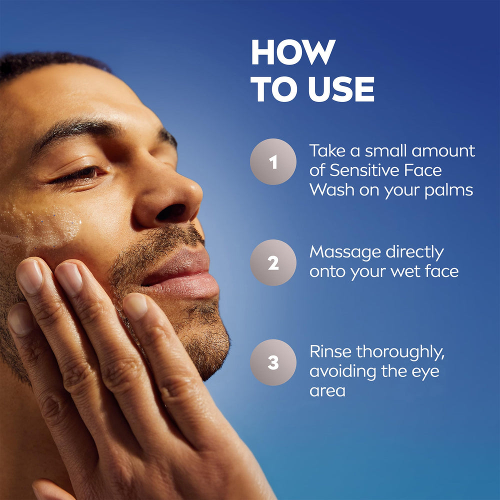 NIVEA MEN applied to beard area showing gentle clean for facial hair and skin