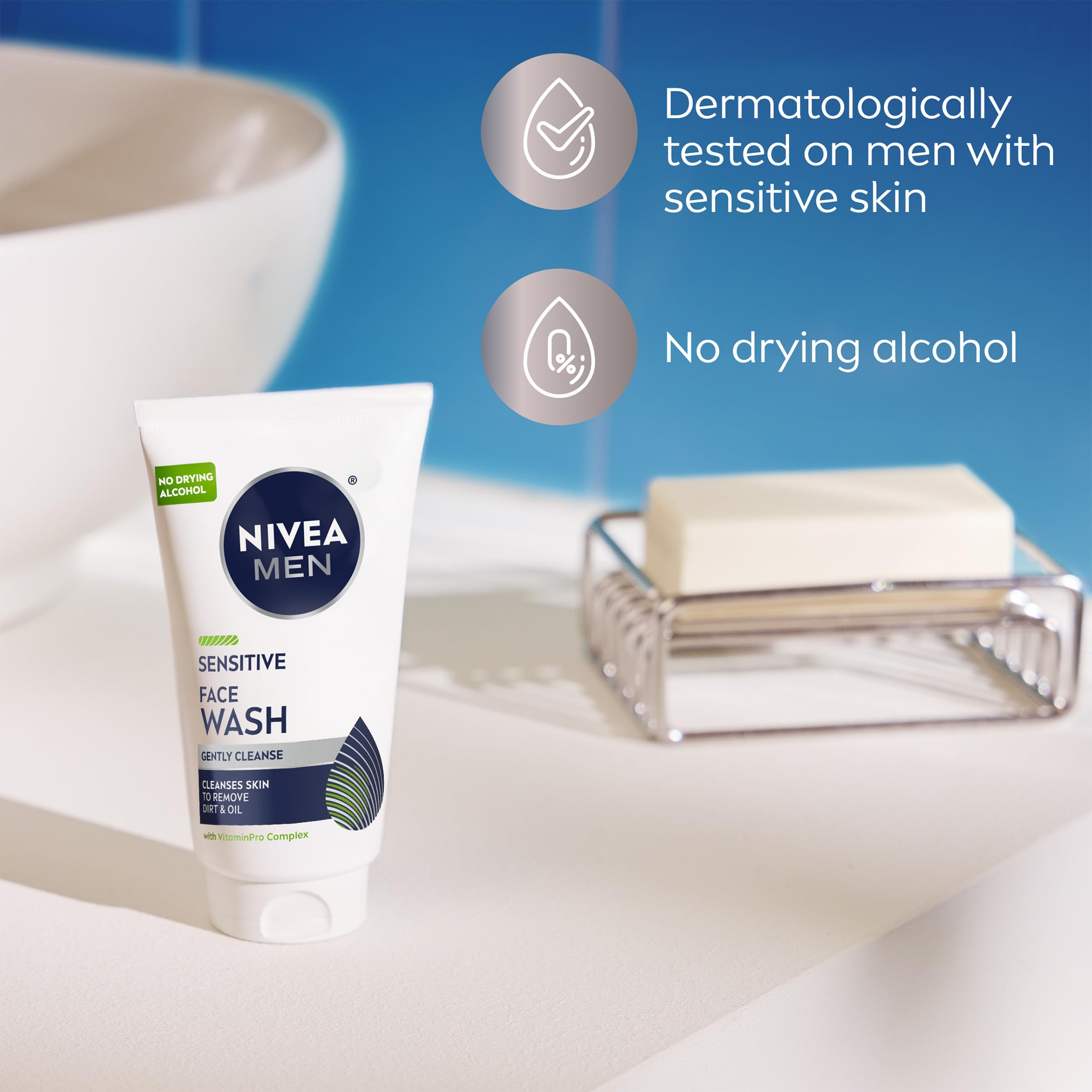 NIVEA MEN in bathroom scene showing integration into daily grooming routine