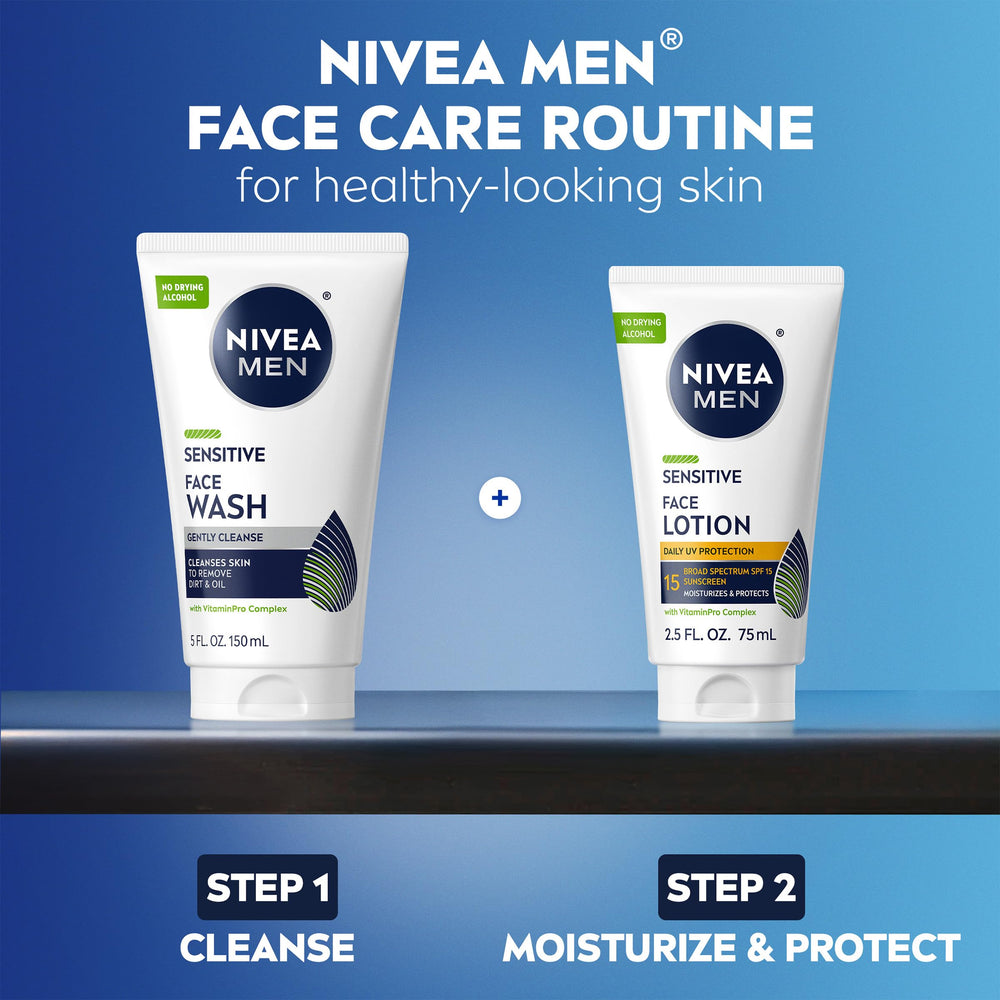 NIVEA MEN tube on vanity with other grooming items showing lifestyle compatibility