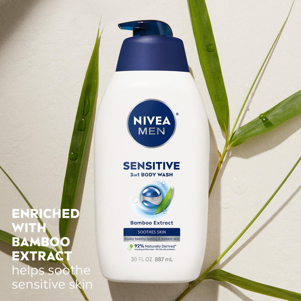 NIVEA MEN used in shower by man showing gentle cleansing in action