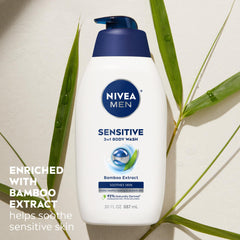 NIVEA MEN used in shower by man showing gentle cleansing in action