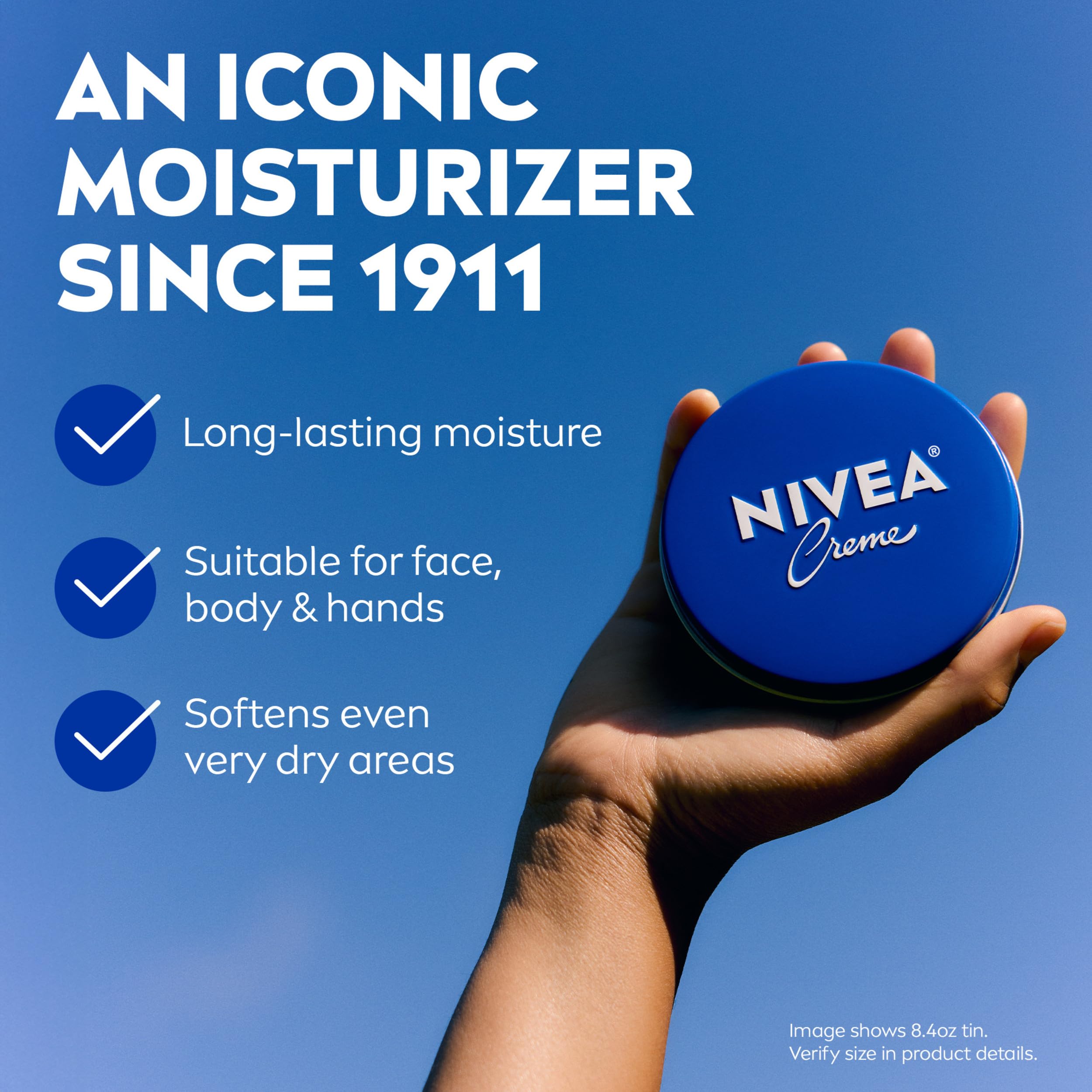 open NIVEA tin revealing creamy texture for intense hydration benefit