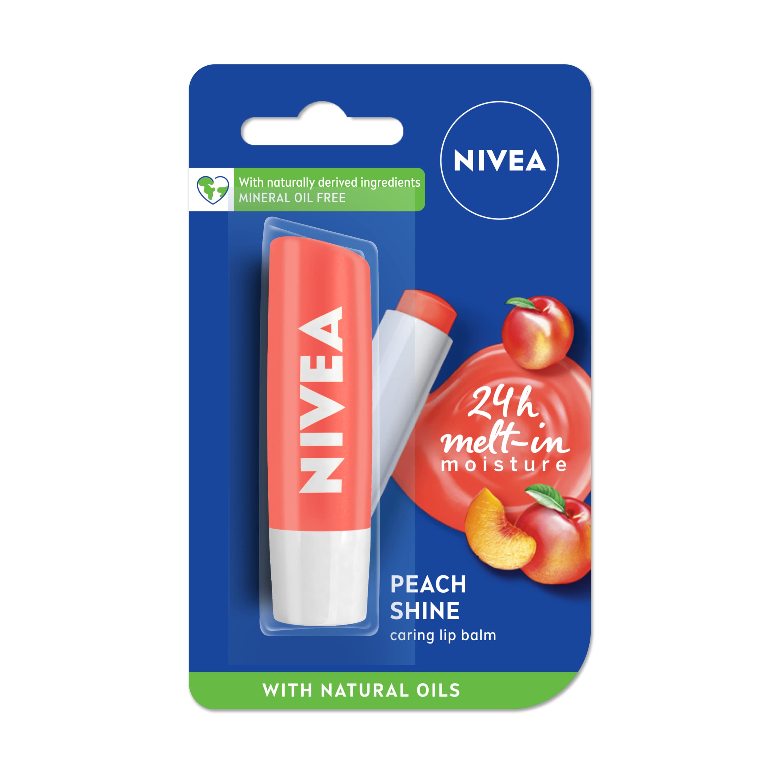 NIVEA front packaging showing peach balm and benefits