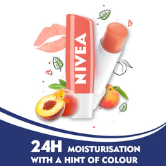 NIVEA texture swatch on skin showing hydrating glossy finish
