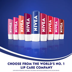NIVEA lifestyle image outdoors with balm in handbag for travel-ready lip care
