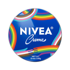NIVEA pride tin front view showing colorful design and brand recognition for gifting