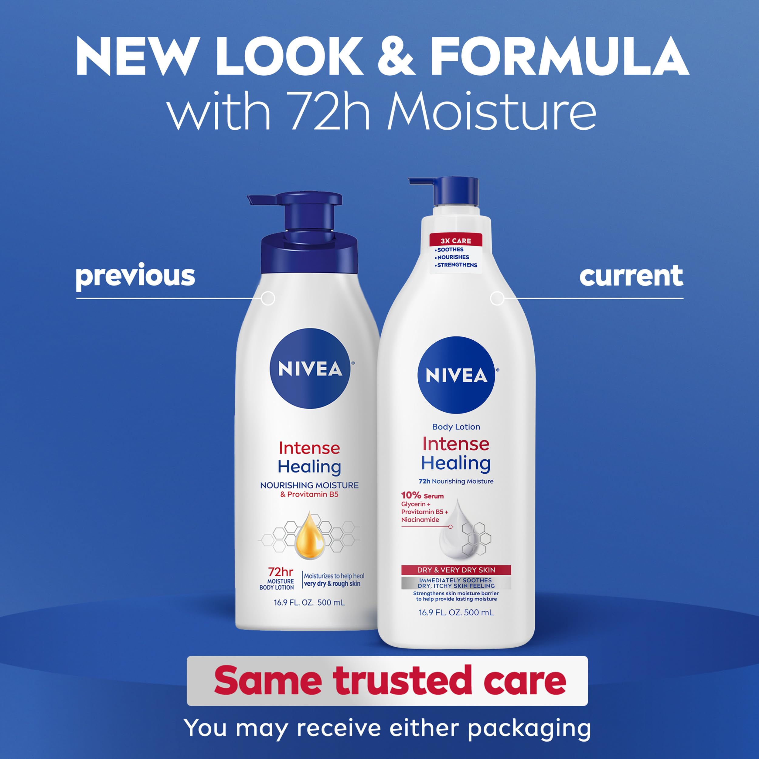 NIVEA pump bottle detail for easy, mess-free lotion dispensing