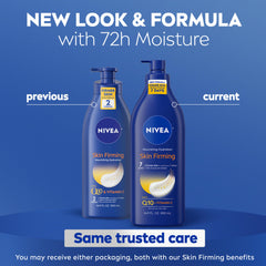 NIVEA pump dispensing lotion demonstrating easy, mess-free application