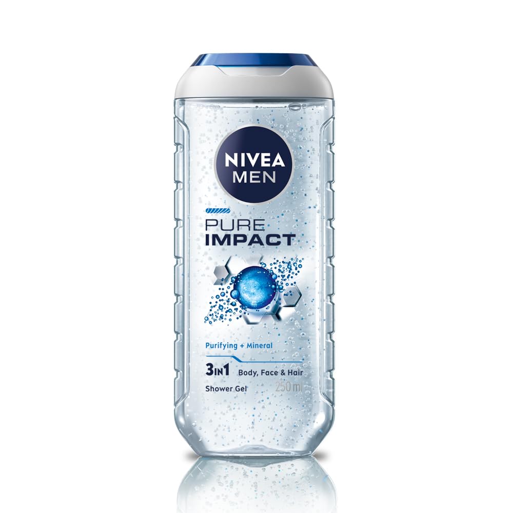 NIVEA bottle front view showing Pure Impact label and refreshing benefit