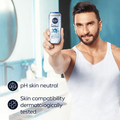 NIVEA in-shower lather on chest demonstrating deep-clean refresh benefit
