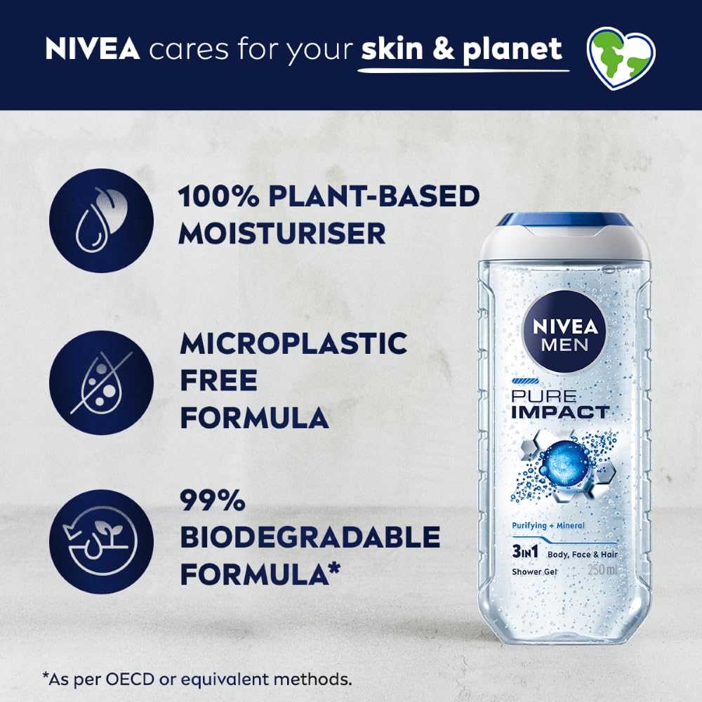 NIVEA 250ml bottle beside a ruler showing compact travel-friendly size