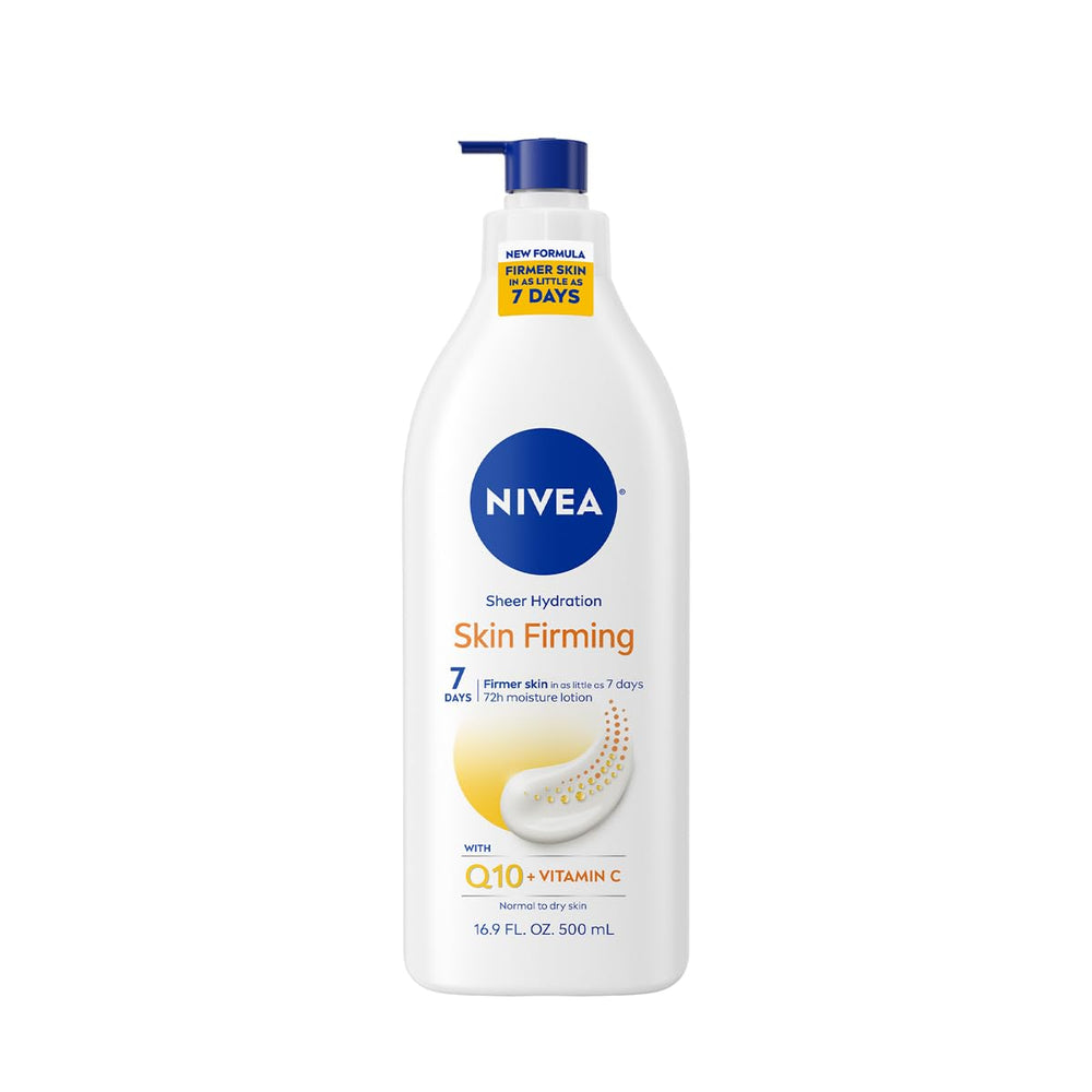 NIVEA front pump bottle showing product and easy dispensing benefit