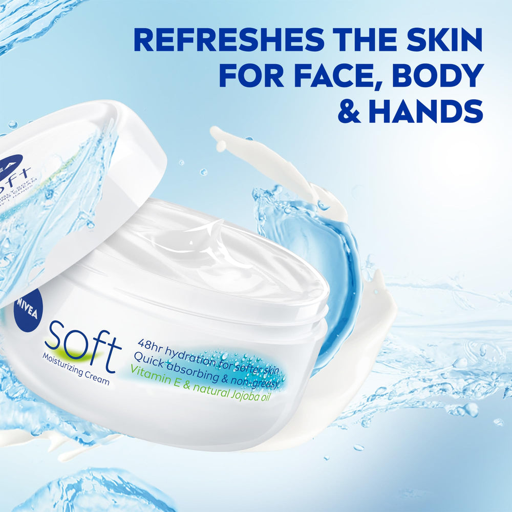 Applying NIVEA Soft cream on hand for quick hydration and non-greasy feel
