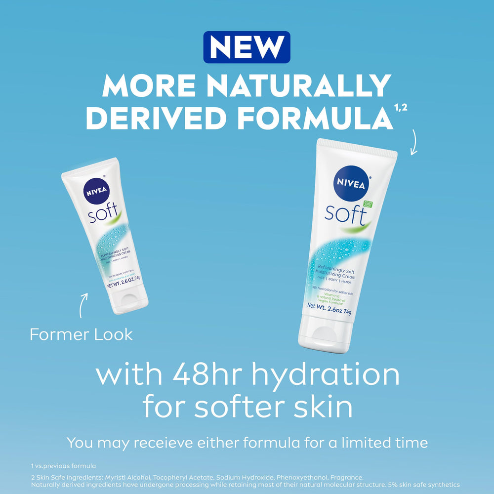 NIVEA soft open cap with cream texture demonstrating fast absorption benefit