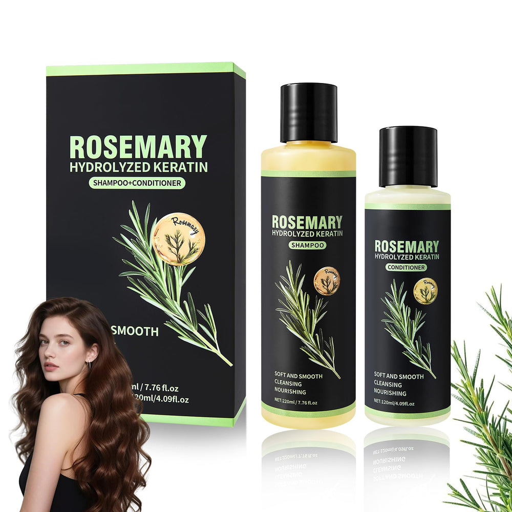 NIZENTA front packaging of shampoo and conditioner showing elegant bottles and benefits