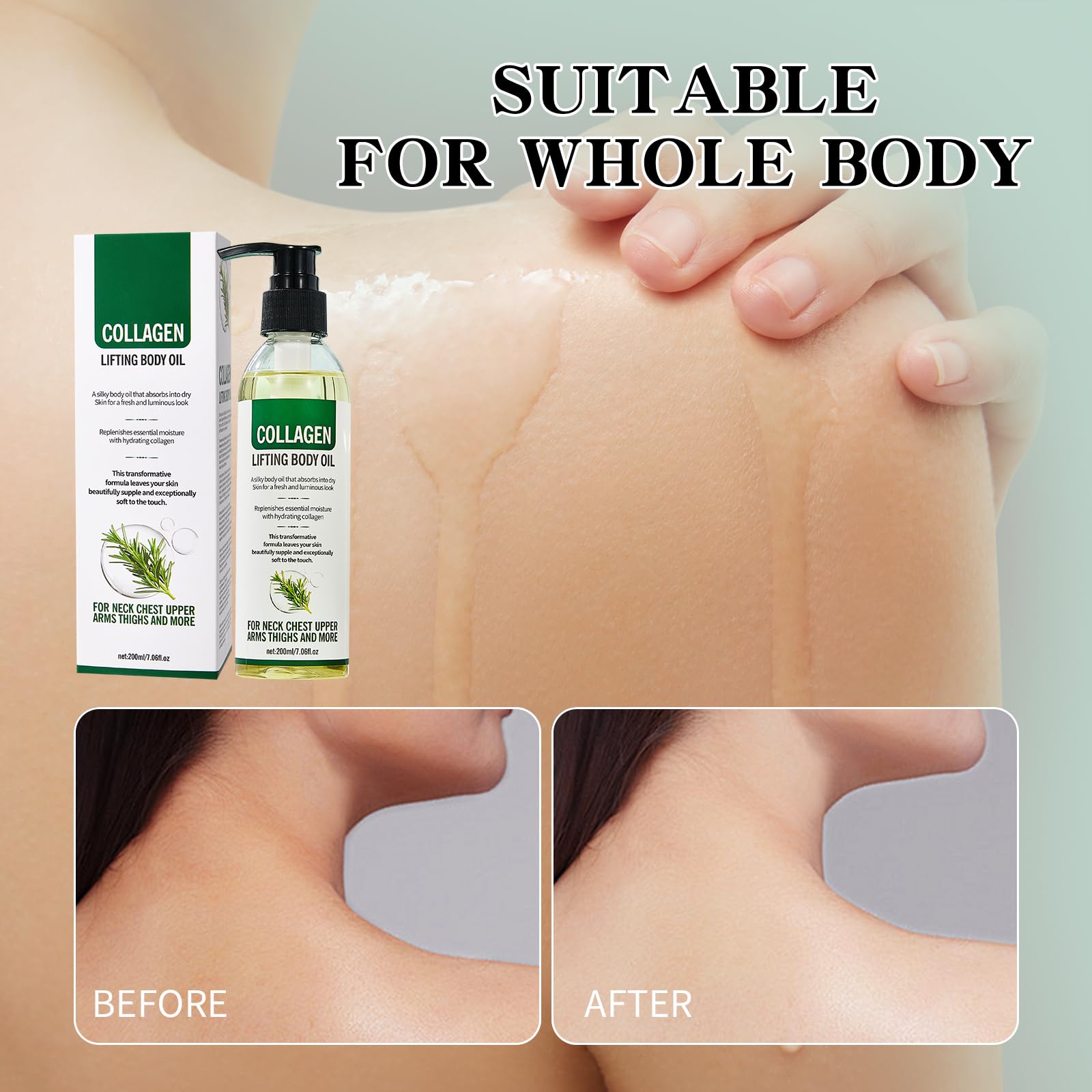 NIZENTA ingredients label closeup showing collagen and oils benefit transparency