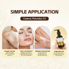 NIZENTA ingredient label featuring cyperus rotundus and nourishing oils