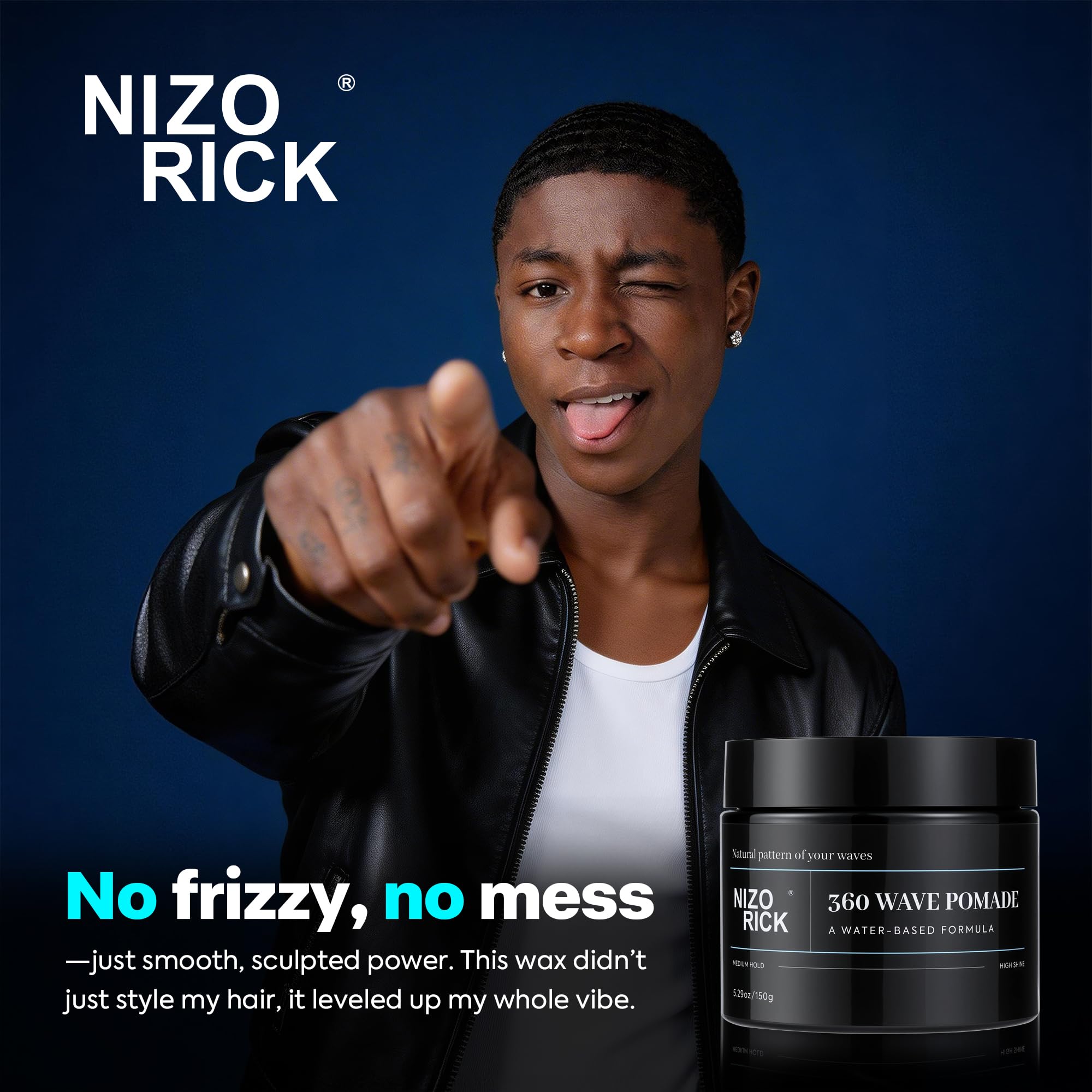 NIZORICK styled 360 waves highlighting strong hold and natural look