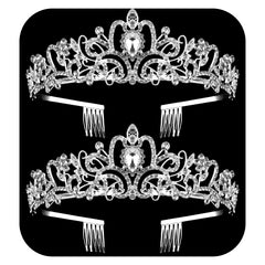 Nljihkure front view of two silver crystal crowns showing elegant sparkle and symmetry