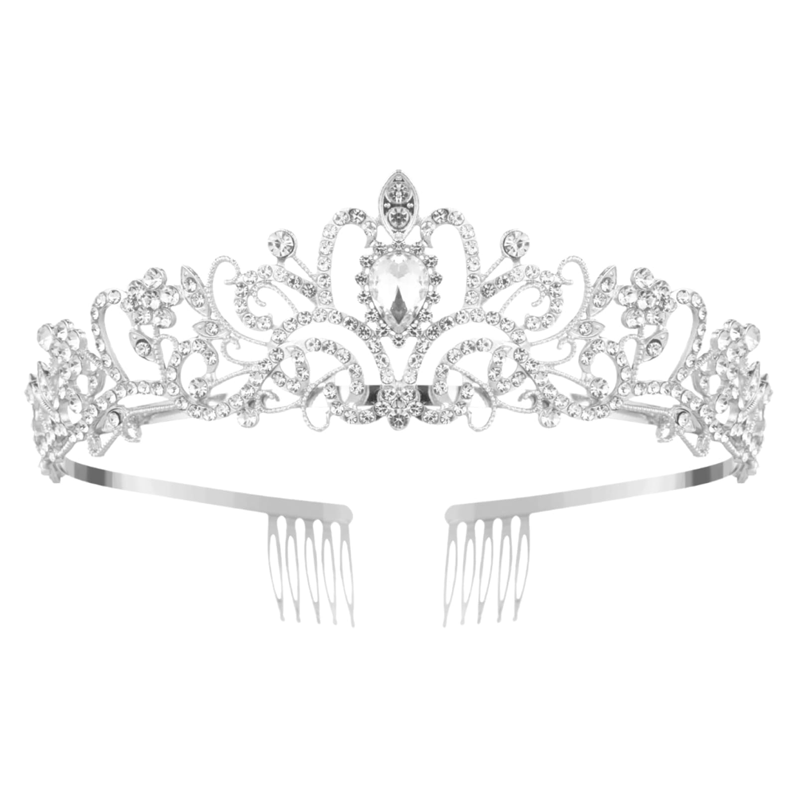 Nljihkure tiara front view shows elegant sparkle and bridal-ready design