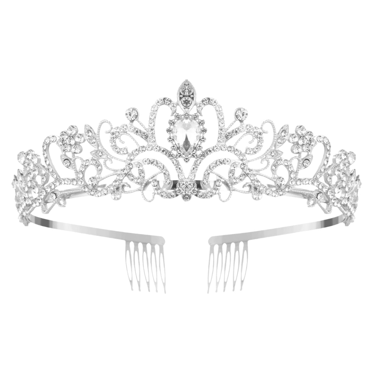 Nljihkure tiara front view shows elegant sparkle and bridal-ready design