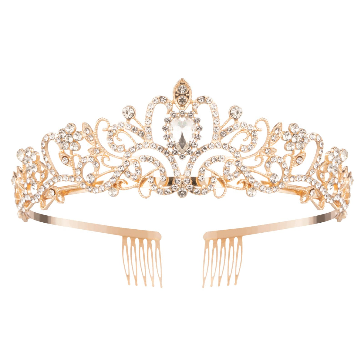 Nljihkure tiara front view showing crown silhouette and sparkle for elegant photos