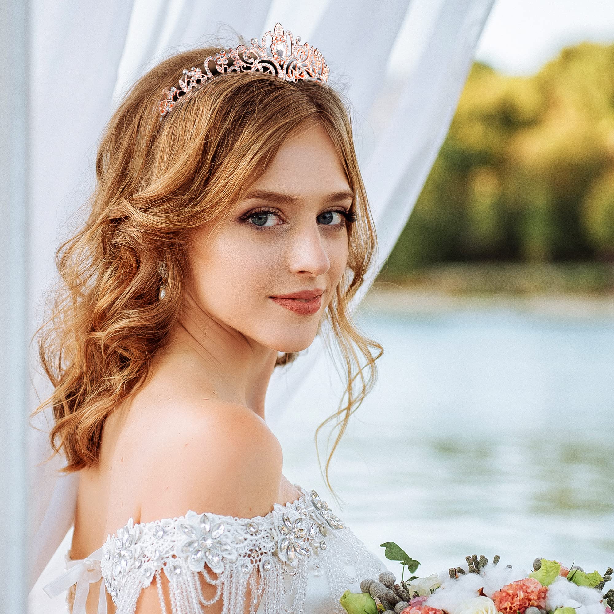 Nljihkure tiara worn in bridal hair showing elegant styling and photogenic shine