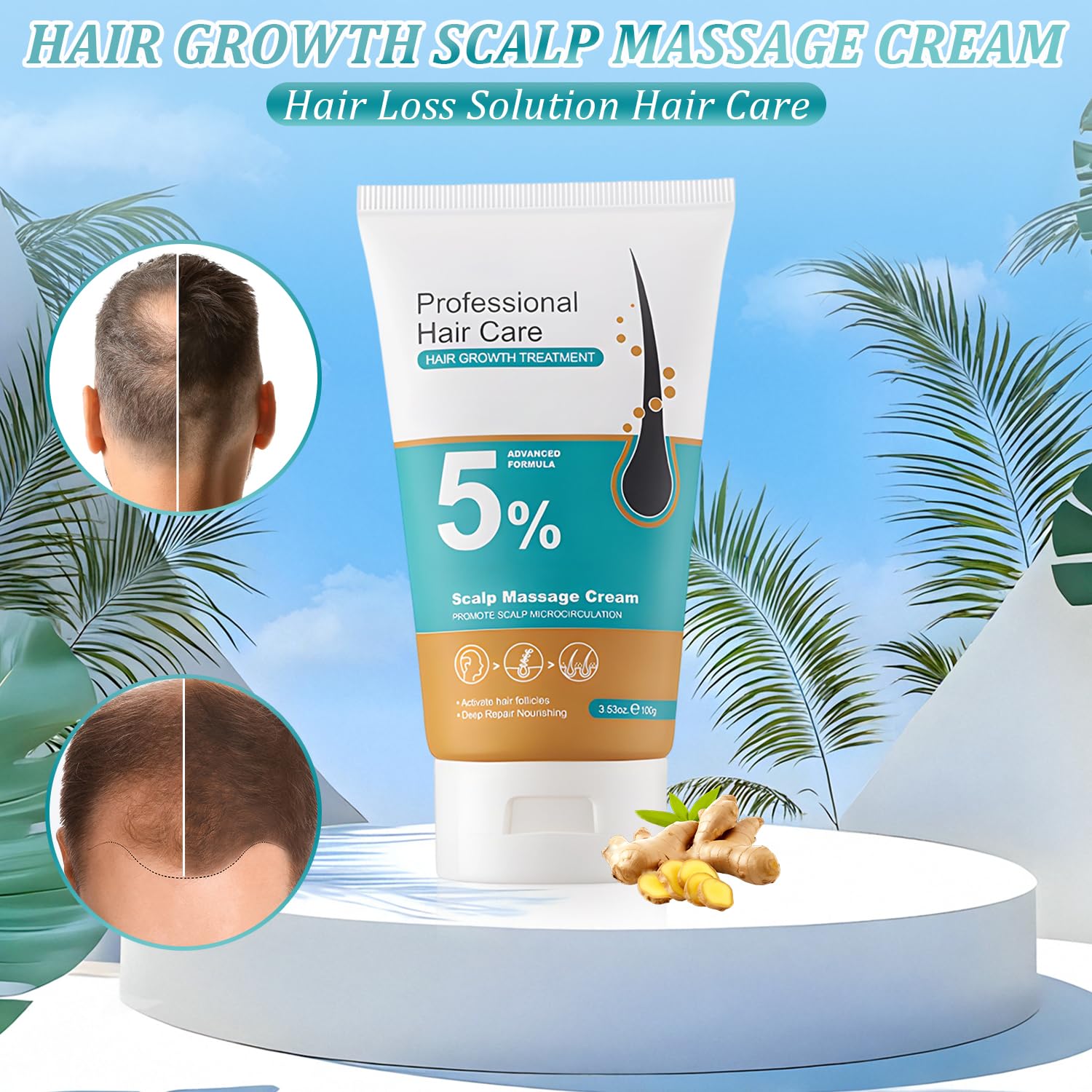 Nmoiat application on scalp with fingers promoting nutrient delivery
