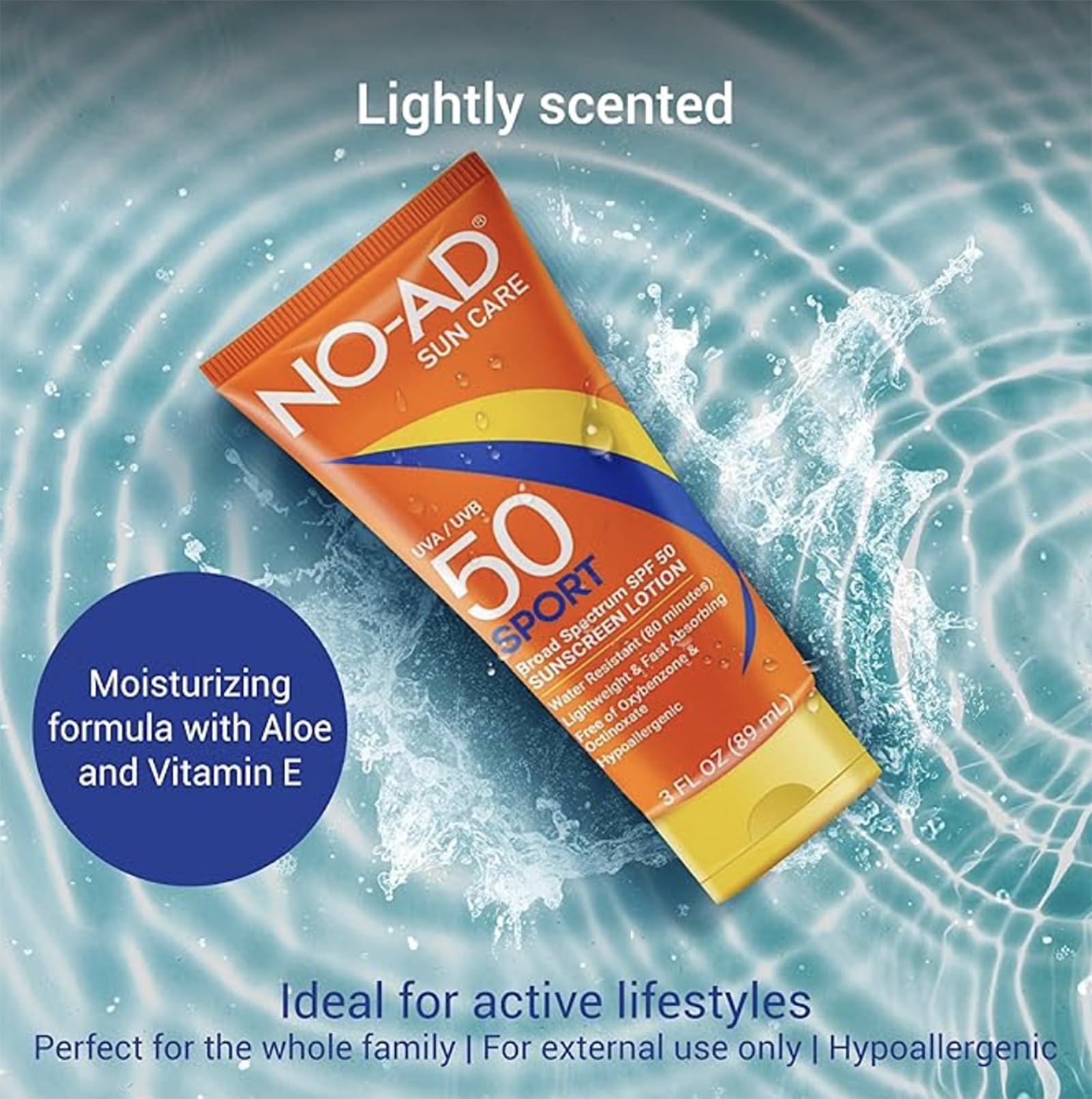 NO-AD lotion texture close-up showing smooth application and moisturizing finish