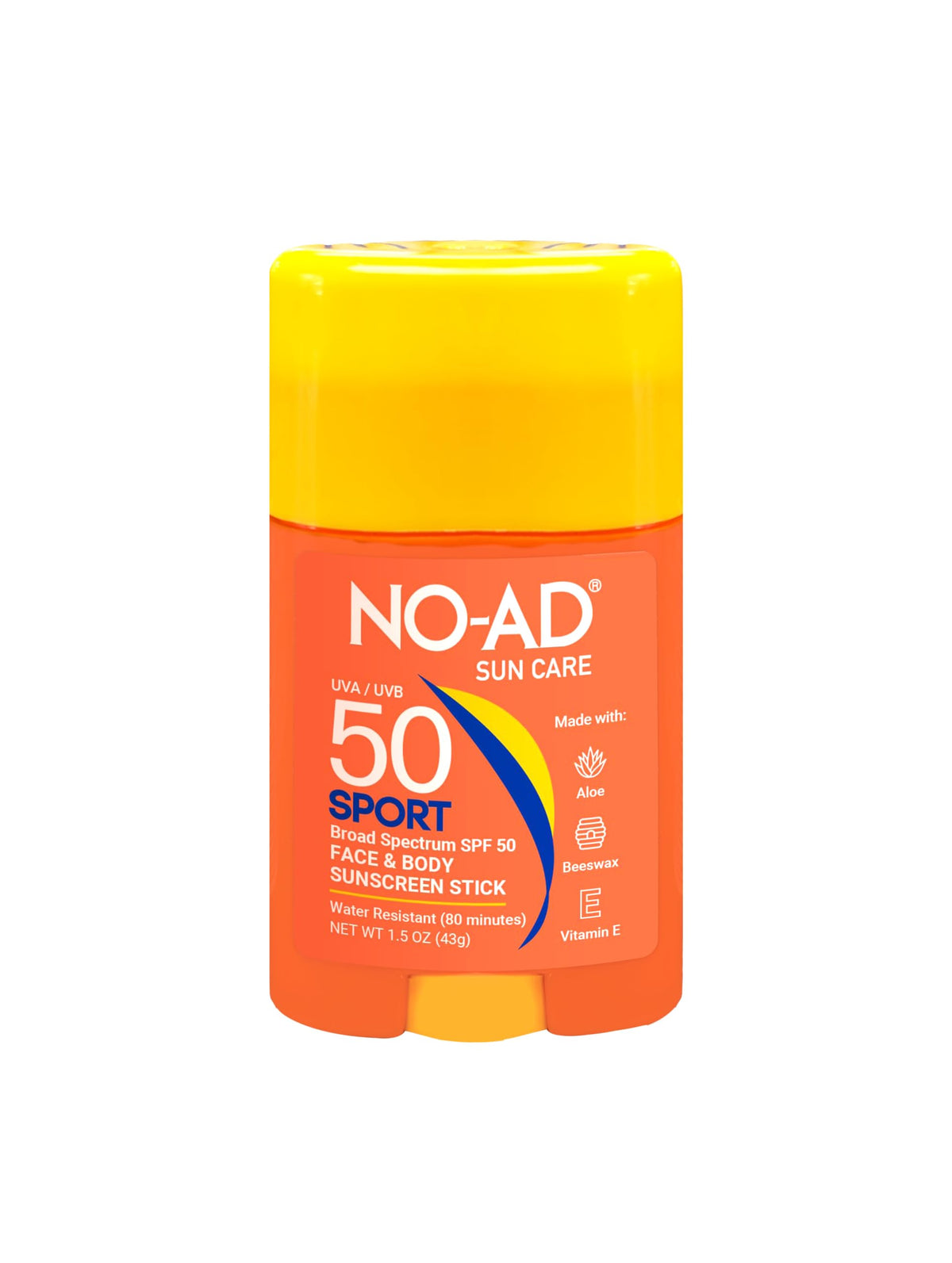 NO-AD sport stick front packaging showing compact travel-friendly protection