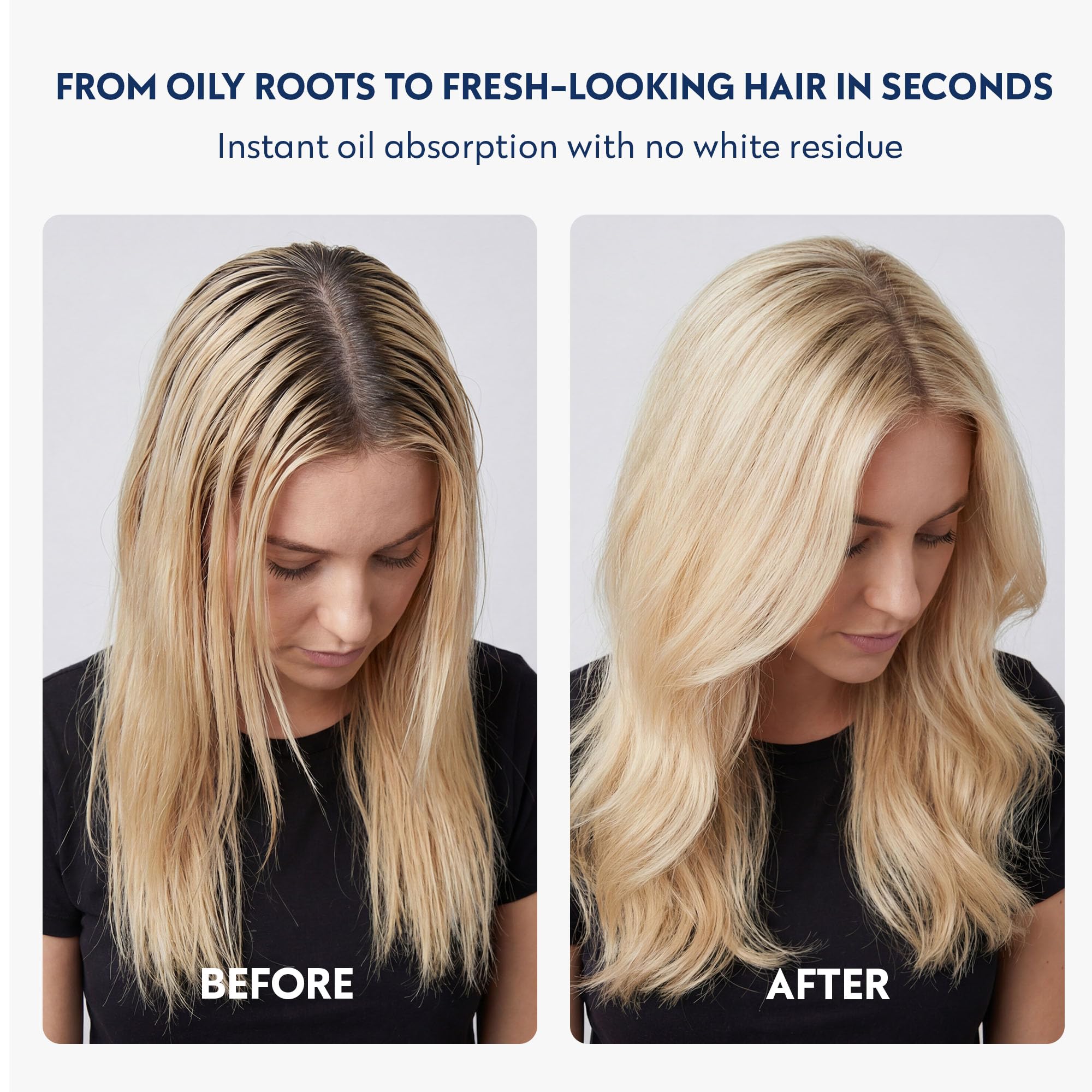 No nothing spray action at roots demonstrates quick oil absorption and lift